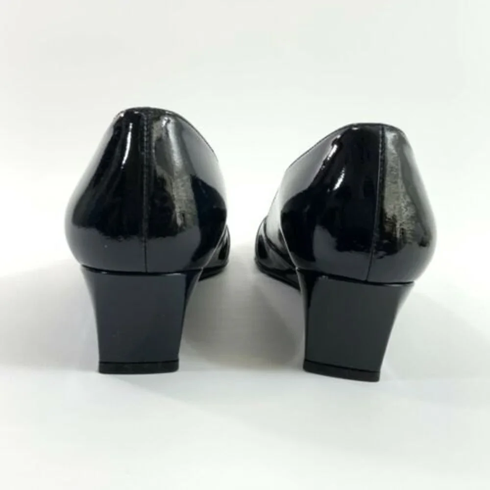 Stuart Weitzman Patent Leather Closed Toe Wedge Dark Green 6.5 - Picture 5 of 11